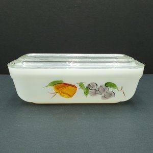 Fire King Gay Fad Refrigerator Dish with Lid Anchor Hocking Rectangular Fridgie